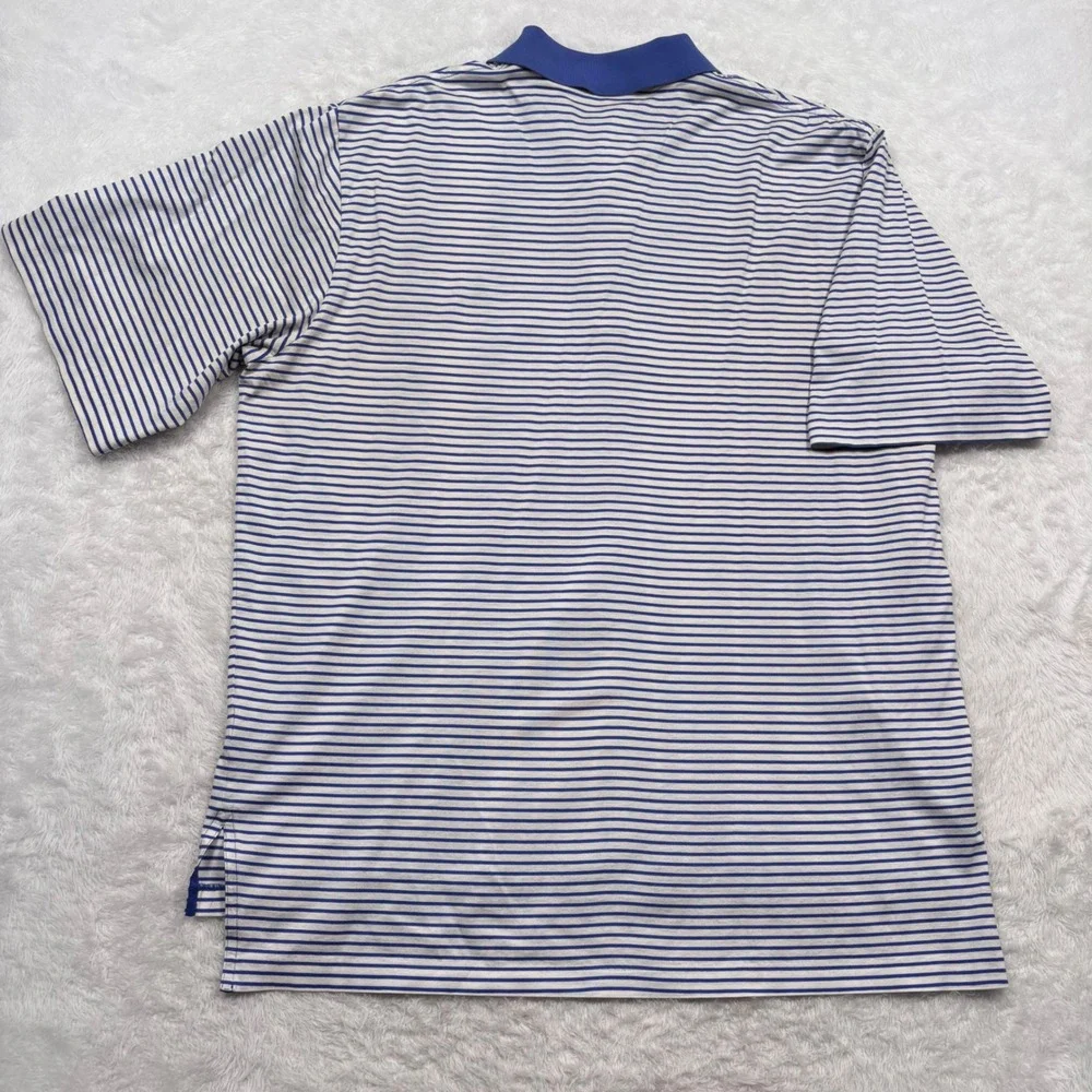 Polo Golf Ralph Lauren Polo Shirt Men XL Blue White Stripe Pima Cotton Short Slv